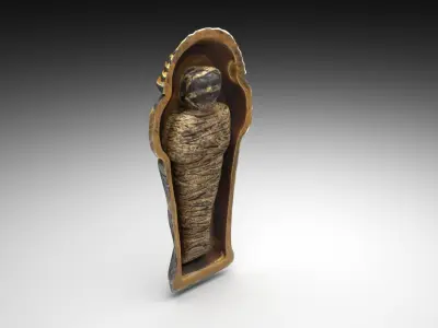 Opened and Closed Ancient Egyptian Tutankhamun Mummy Coffin 3D model