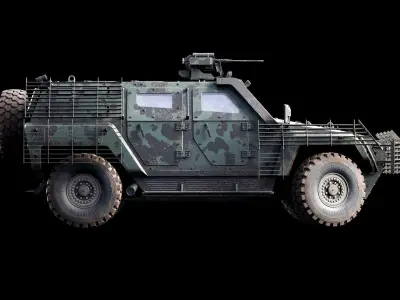 COBRA II Military Armored Vehicle - Game Ready 3D Model Low-poly 3D model