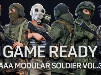 AAA MODULAR SOLDIER PACK Vol3 Low-poly 3D model