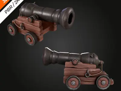 Cannon  Low-poly 3D model purchase
