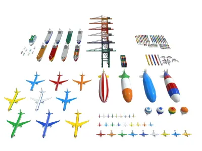 Vehicles Pack - Low Poly - 300 Colors 3D model