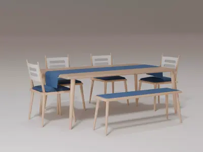 Minimalist Dining Set - 3D Furniture Model Free low-poly 3D model