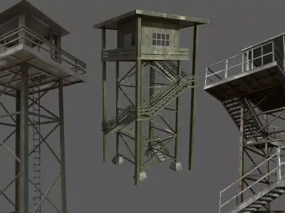 Military Watchtower Pack Low-poly 3D model