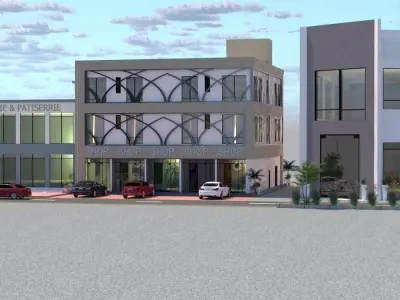 Modern Mixed Use Commercial Building A23 DWG SketchUp 3D model