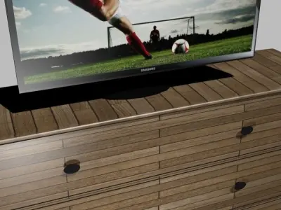 cupboard wooden chest with tv Free 3D model