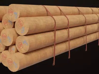 Log Trailer 5 Loads with Single Mat Collection All PBR Textures Low-poly 3D model