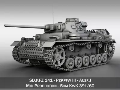 PzKpfw III - Ausf J - Mid Production 3D model