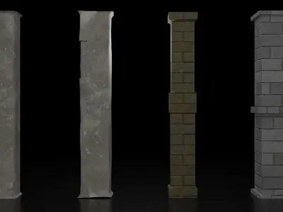 Stone Pillar Pack Low-poly 3D model