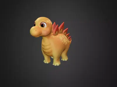 Asset - Cartoons - Dinosaur Stegosaurus Rigged 3D model