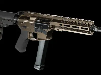 Low Poly CMMG Banshee 10mm Assault Rifle Low-poly 3D model