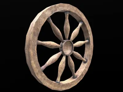 Wagon Wheel 3 Low-poly 3D model