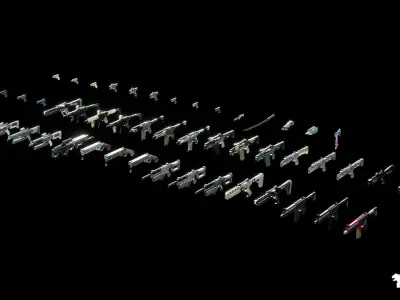 Cyberpunk Weapons Low-poly 3D model