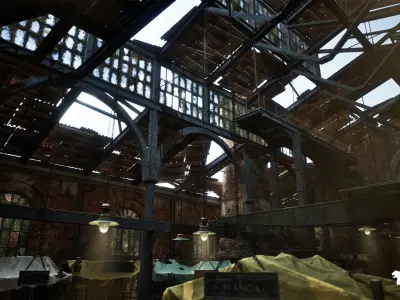 Victorian Market in Abandoned Factory Building Low-poly 3D model