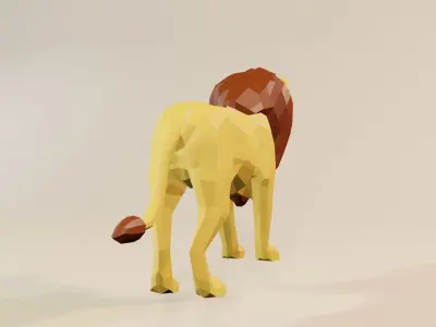 Lowpoly Animated Lion Low-poly 3D model