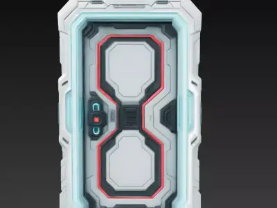 sci-fi door Low-poly 3D model 8
