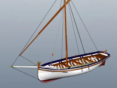 Latin Sail Fishing Boat Low-poly 3D model