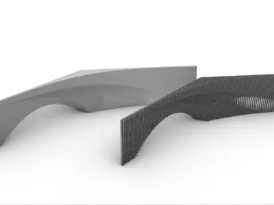 Building with parametric facade Low-poly 3D model