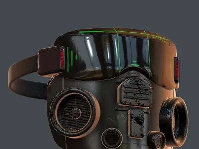 Gas mask helmet 3d model scifi Low-poly Low-poly 3D model
