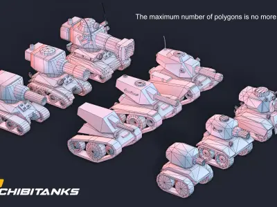 Low-poly chibi tanks 3D model