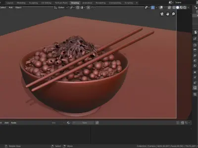 ikura bowl of food with chopsticks 3D model