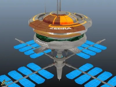 Zebra Station Low-poly 3D model