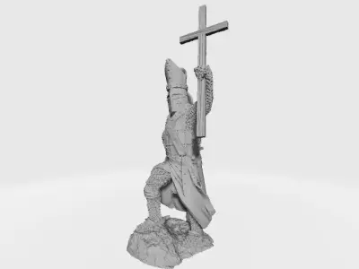 Bishop with great helmet and large cross 3D print model