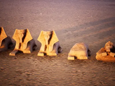 Modular Egyptian Statues 51 Assets Low-poly 3D model