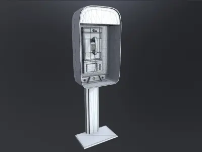  Payphone Blue New-York PBR Free low-poly 3D model