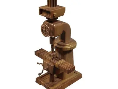Wooden Milling Machine Toy Low-poly 3D model