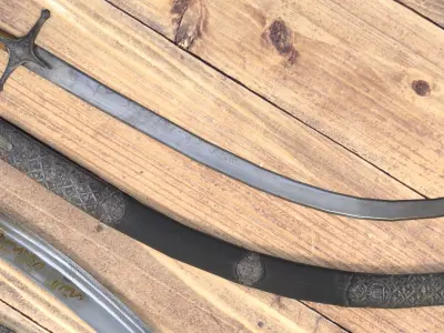 3 low poly swords from eastern culture Low-poly 3D model