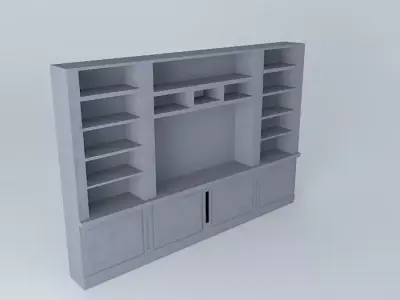 Bookcase entertainment center with shelves Free 3D model