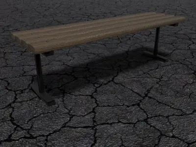Bench wooden in desert Low-poly 3D model