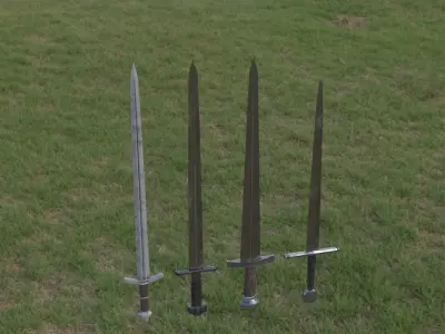 Medieval slavic swords game asset Free low-poly 3D model