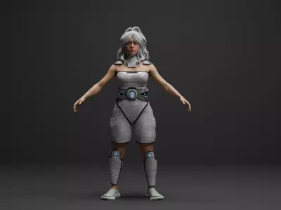Sci Fi Superhero Female Character Fully Rigged Animated Low-poly 3D model