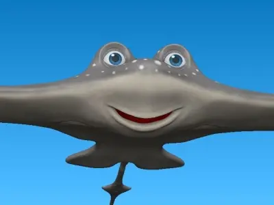 cartoon manta ray Low-poly 3D model
