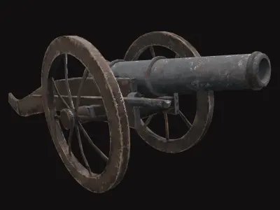Medieval Cannon V01 Old Low-poly 3D model