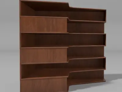 Six tier corner bookshelf Free low-poly 3D model