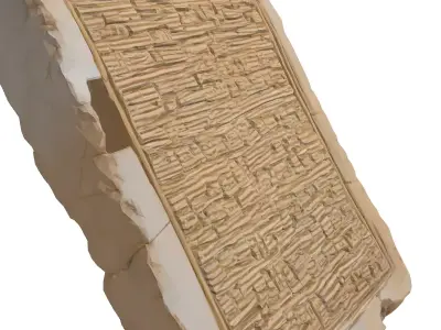 Ancient Stone Tablet with Inscriptions Low-poly 3D model