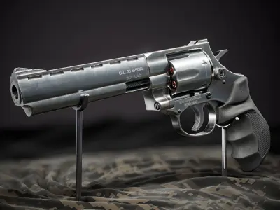 Magnum 357 Revolver - EAA Windicator 6 inch barrel Low-poly 3D model