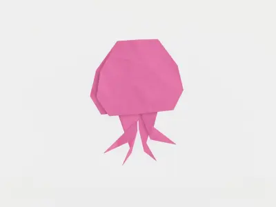 Origami Jelly fish Low-poly 3D model