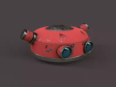 Old Robot Head V2 Low-poly 3D model