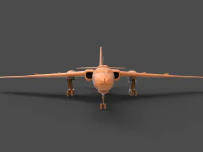tu-16 orange fighter jet 3D print model
