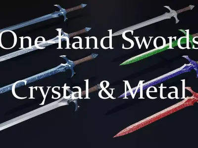 One Hand Sword Pack 8 in 1 Low-poly 3D model