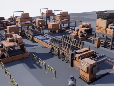 Industrial Factory Equipment Low-poly 3D model