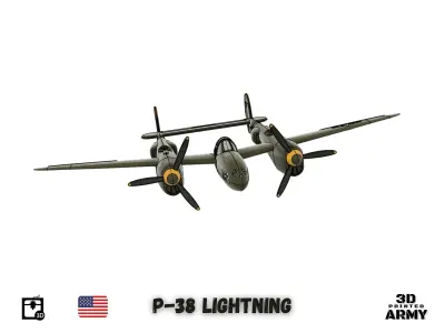 Lockheed P-38 Lightning -3D print  model 3D print model