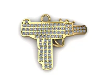 MINI UZI PENDANT with stones 3D print model