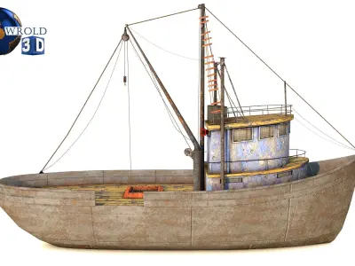 Lowpoly Fishing Boat 3D Model Low-poly 3D model