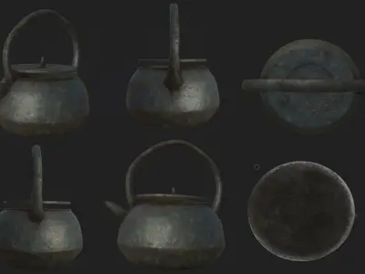 Cauldron iron teapot Free 3D model