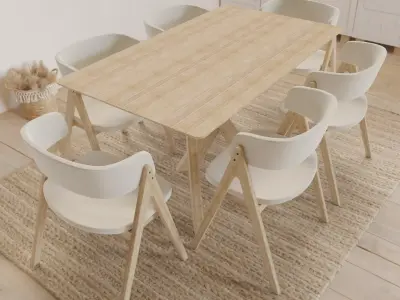 Dining table and chairs B2C Gaudi 3D model