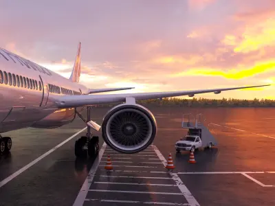 airplane philippines airways boeing on tarmac at sunset 3D model
